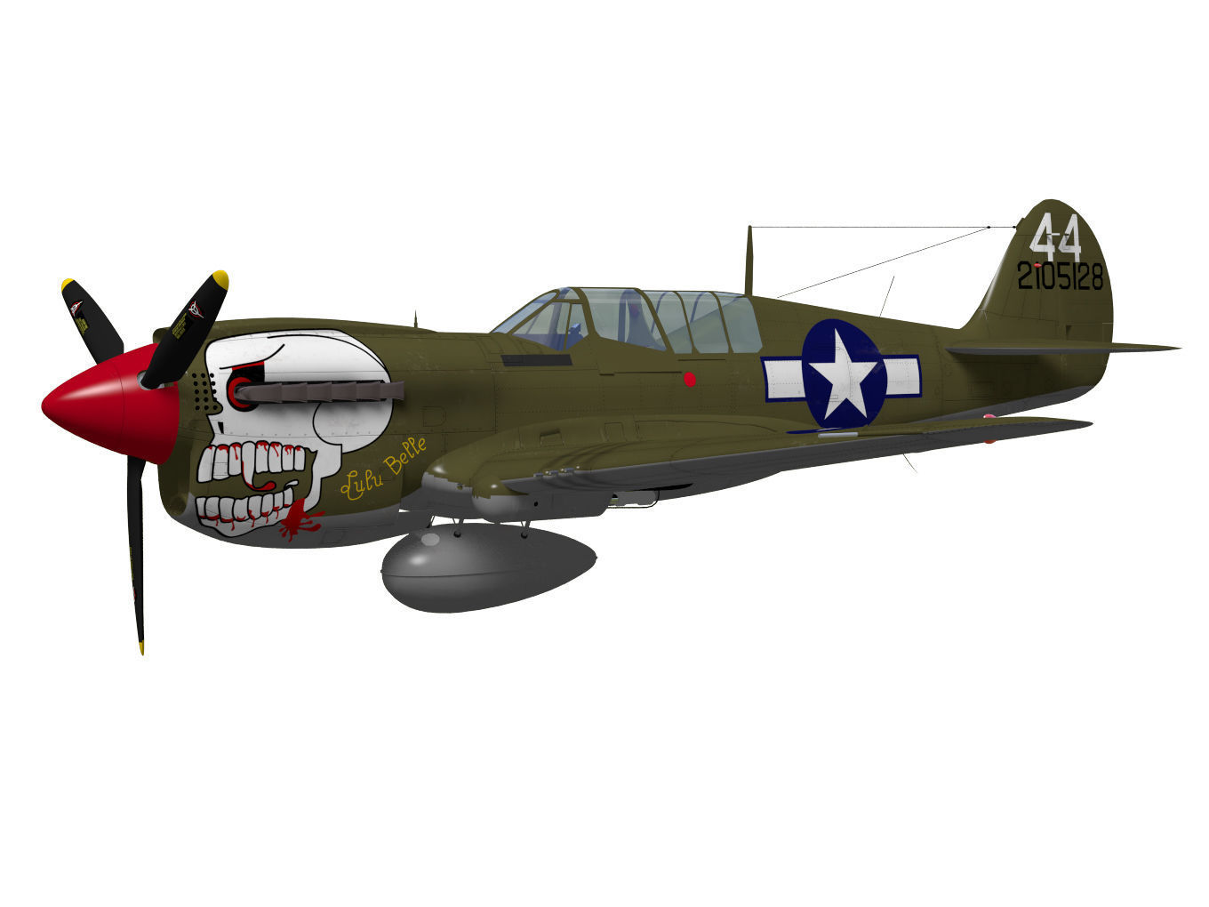 Curtiss P-40N Warhawk 3D model_2