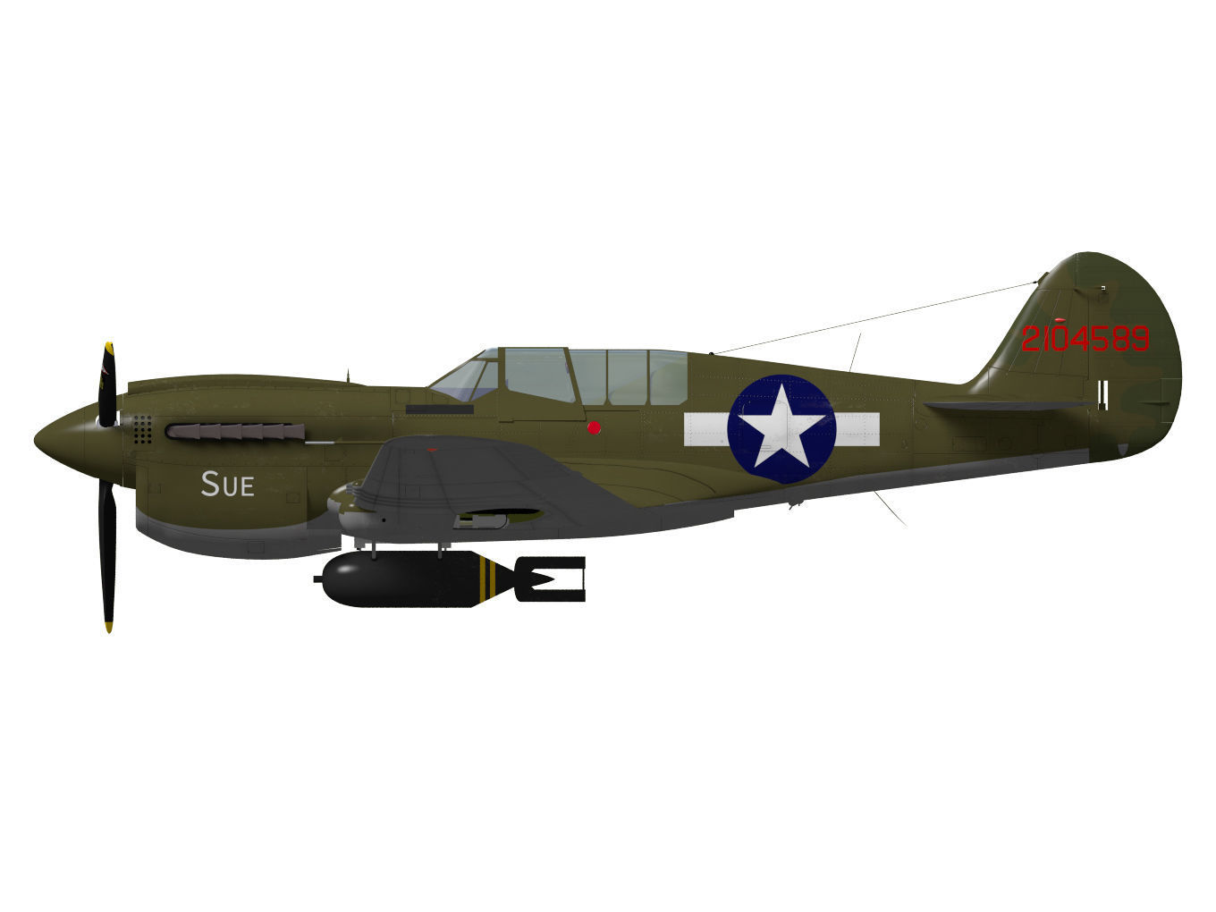 Curtiss P-40N Warhawk 3D model_9