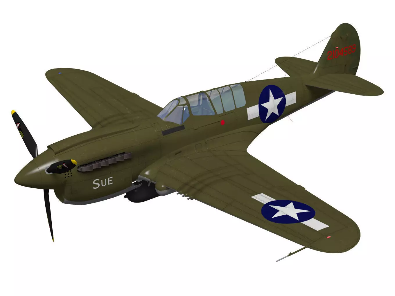 Curtiss P-40N Warhawk 3D model_0