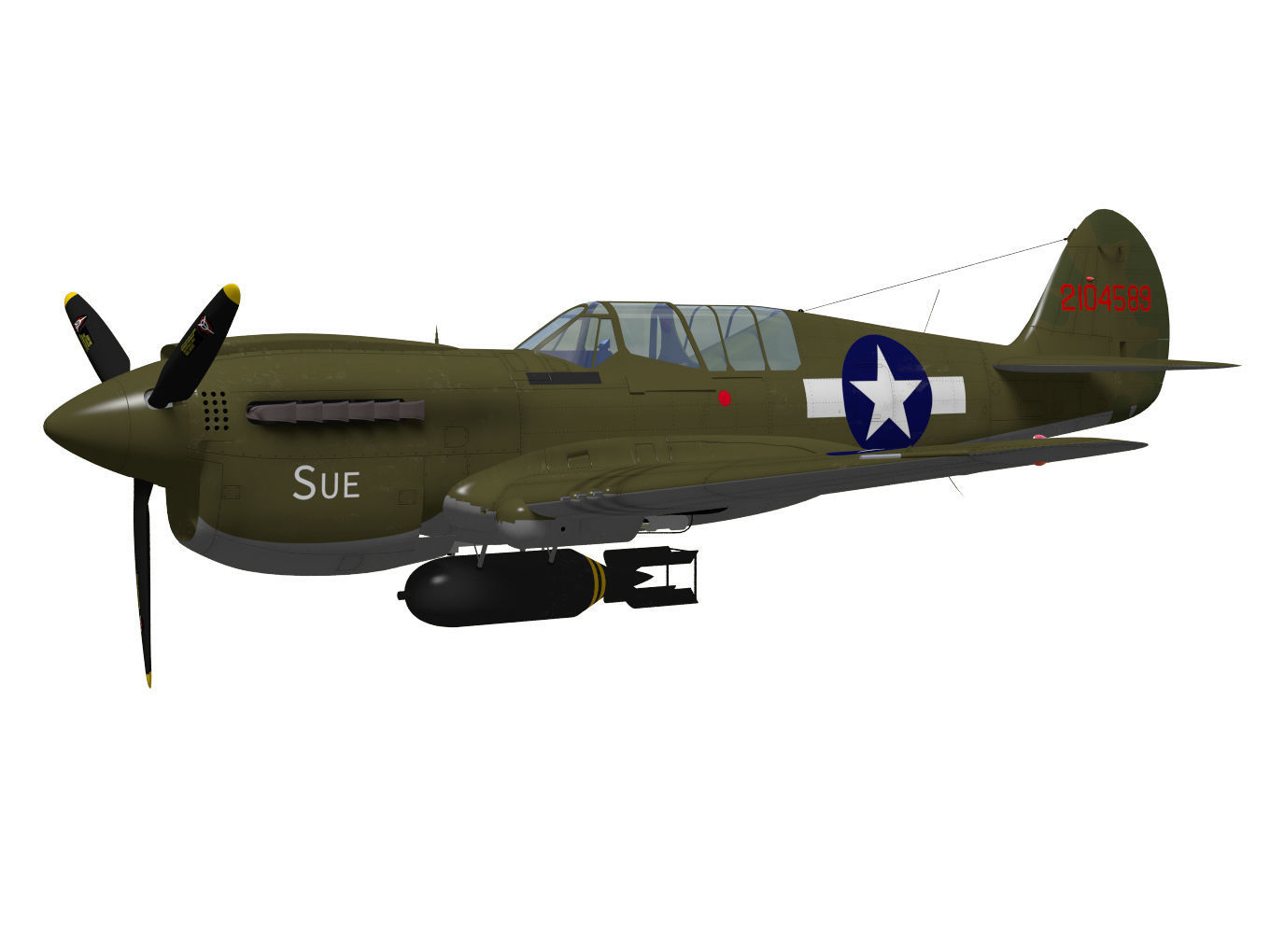 Curtiss P-40N Warhawk 3D model_2