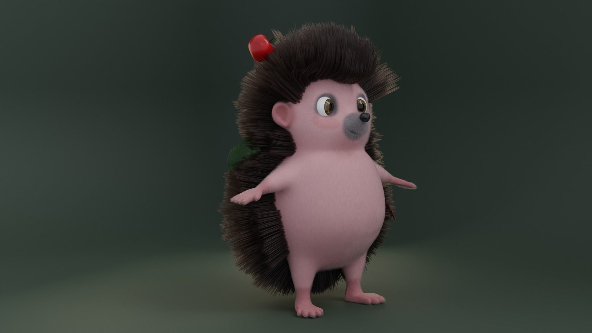 Hedgehog cartoon 3D model_2