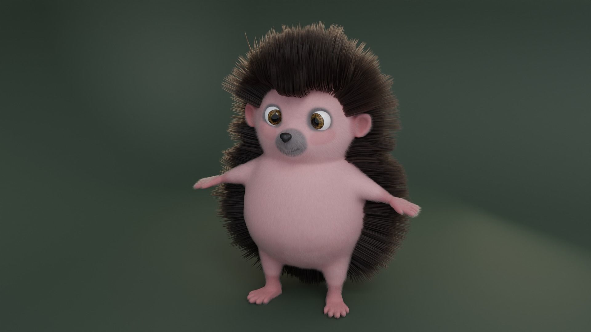 Hedgehog cartoon 3D model_7