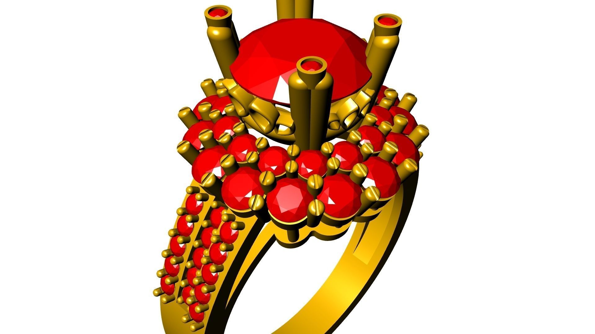 two row diamond engagement ring stl verified 3D print model_8