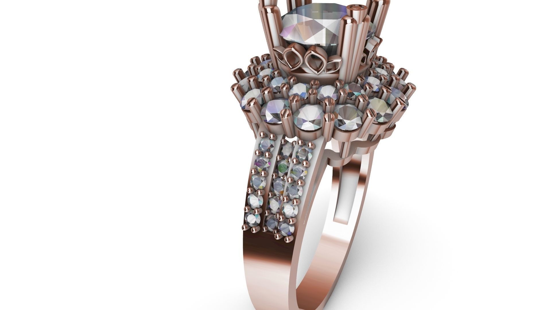 two row diamond engagement ring stl verified 3D print model_23