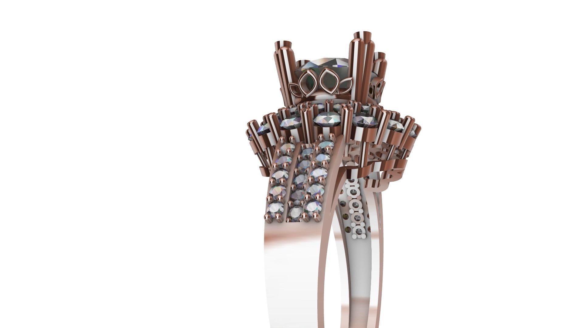 two row diamond engagement ring stl verified 3D print model_21