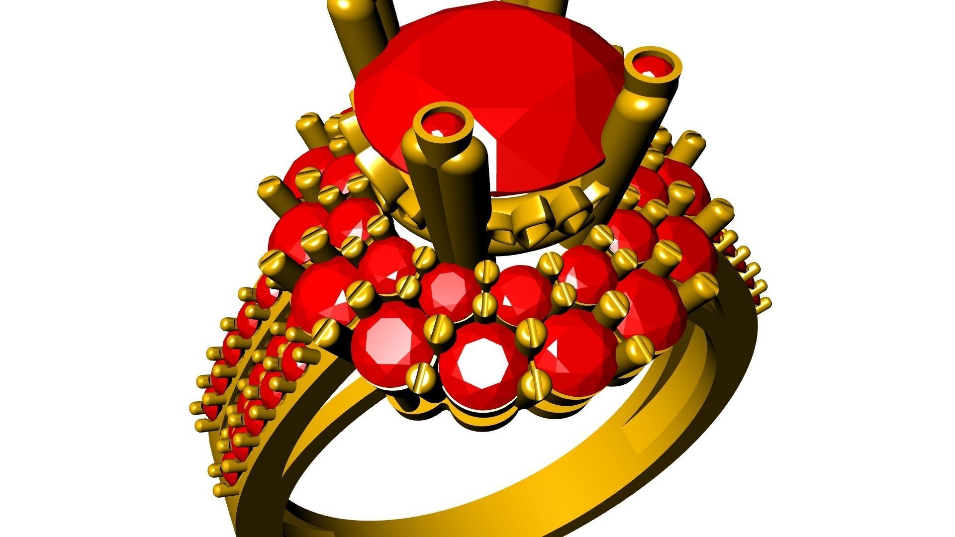 two row diamond engagement ring stl verified 3D print model_10