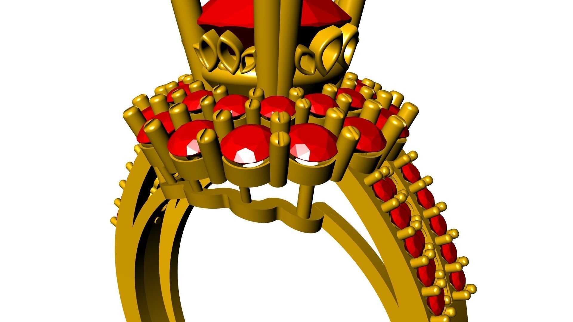two row diamond engagement ring stl verified 3D print model_11