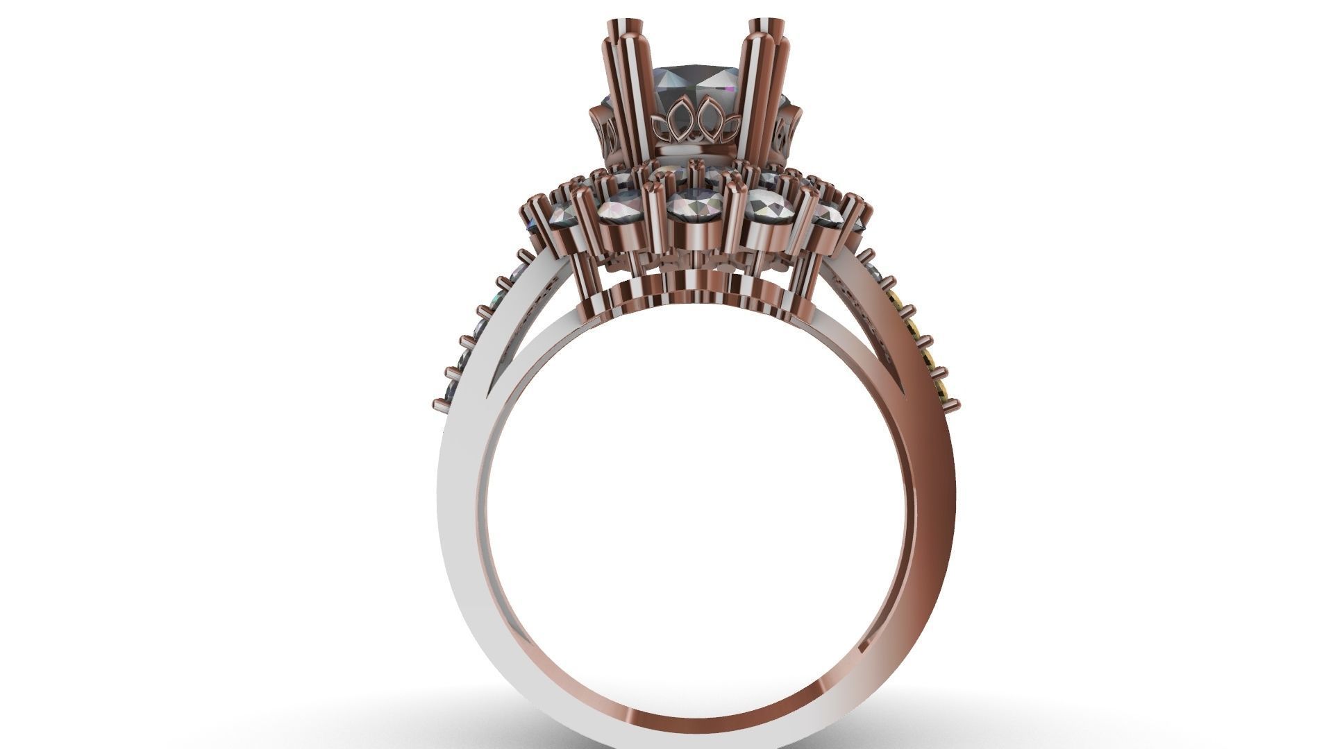 two row diamond engagement ring stl verified 3D print model_22