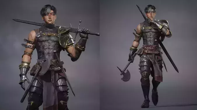 Gladiator Warrior Low-poly 3D model