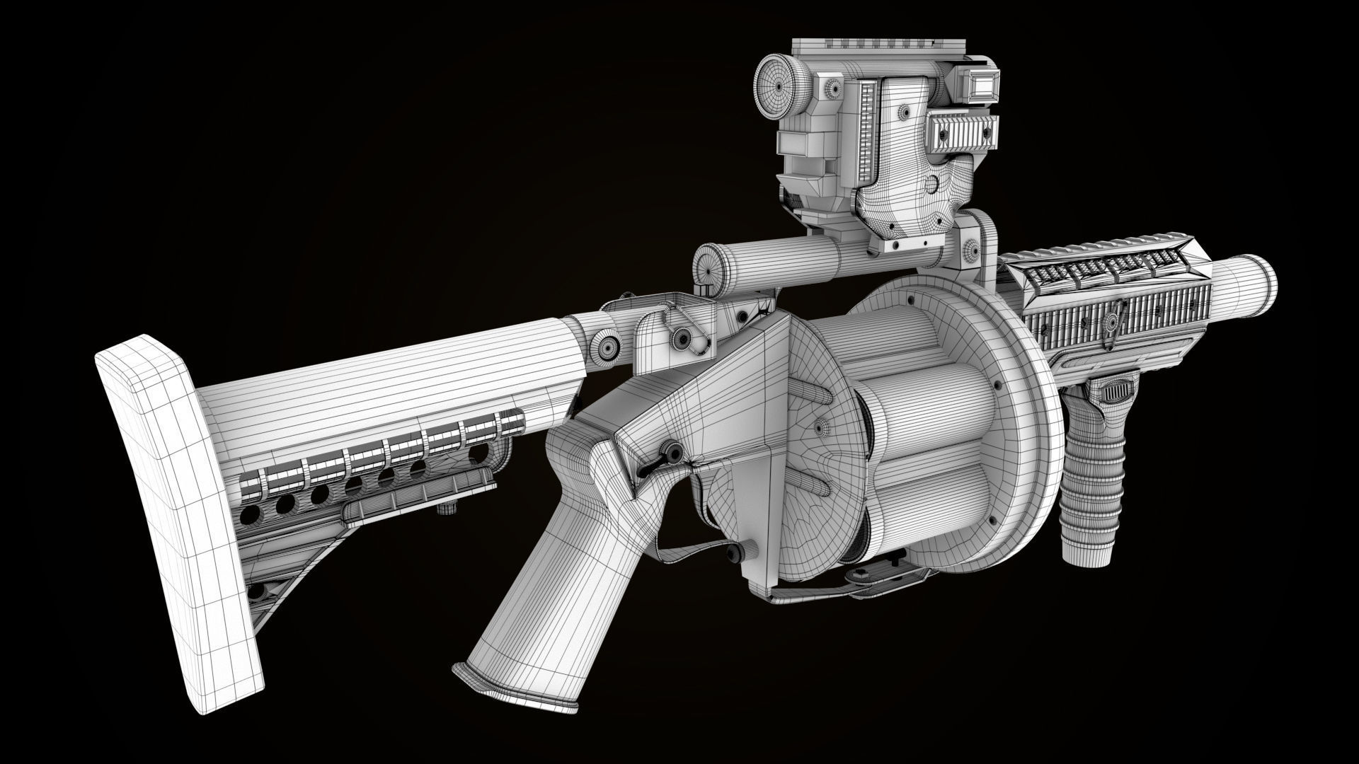 Grenade Launcher Gun All PBR Unity UE Textures Included Low-poly 3D model_43