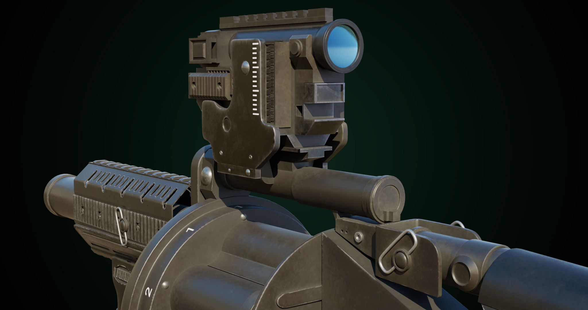 Grenade Launcher Gun All PBR Unity UE Textures Included Low-poly 3D model_19