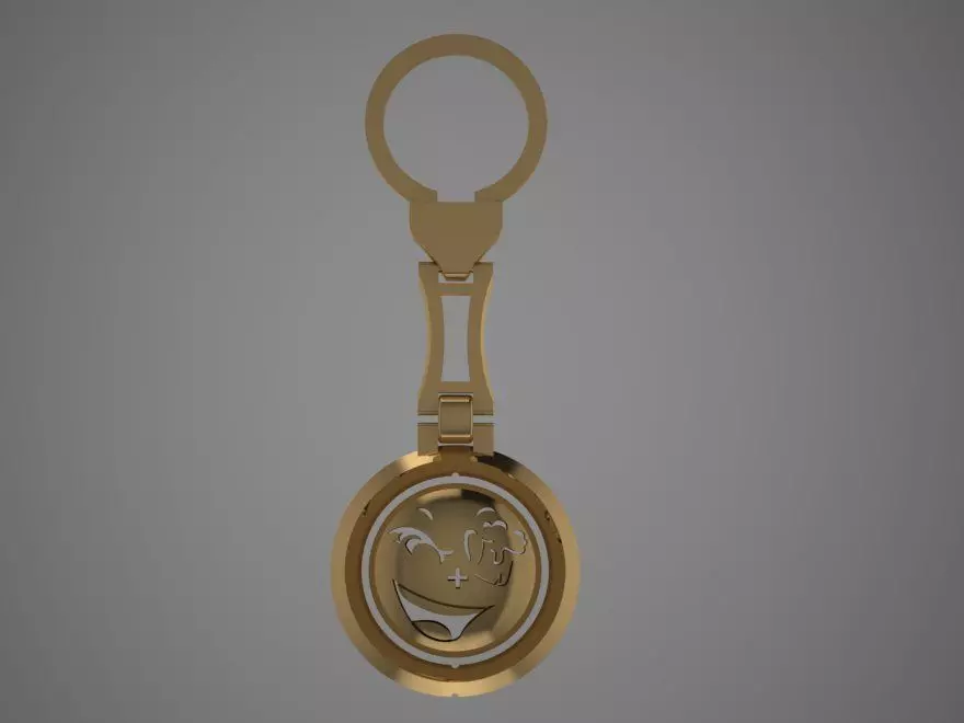 trinket gold key chain with logo 3D print model_0