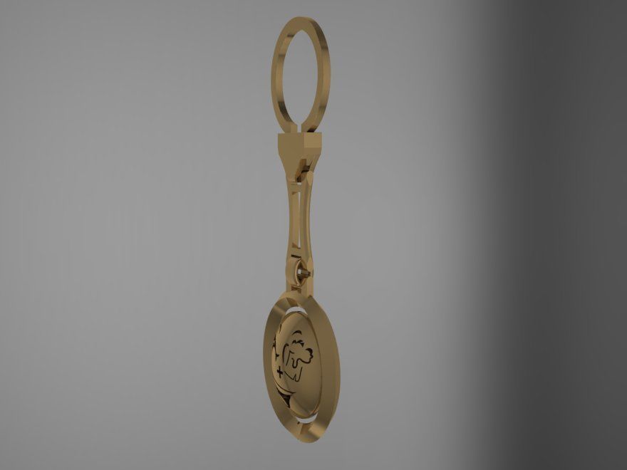 trinket gold key chain with logo 3D print model_1