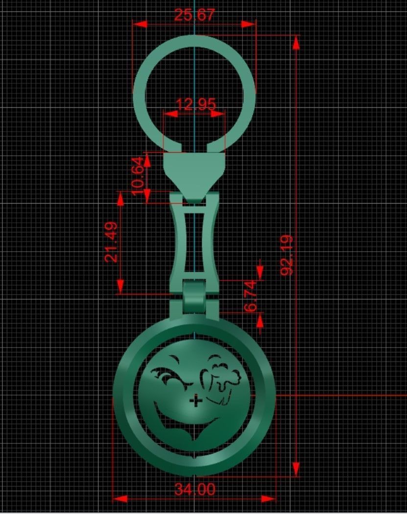 trinket gold key chain with logo 3D print model_4