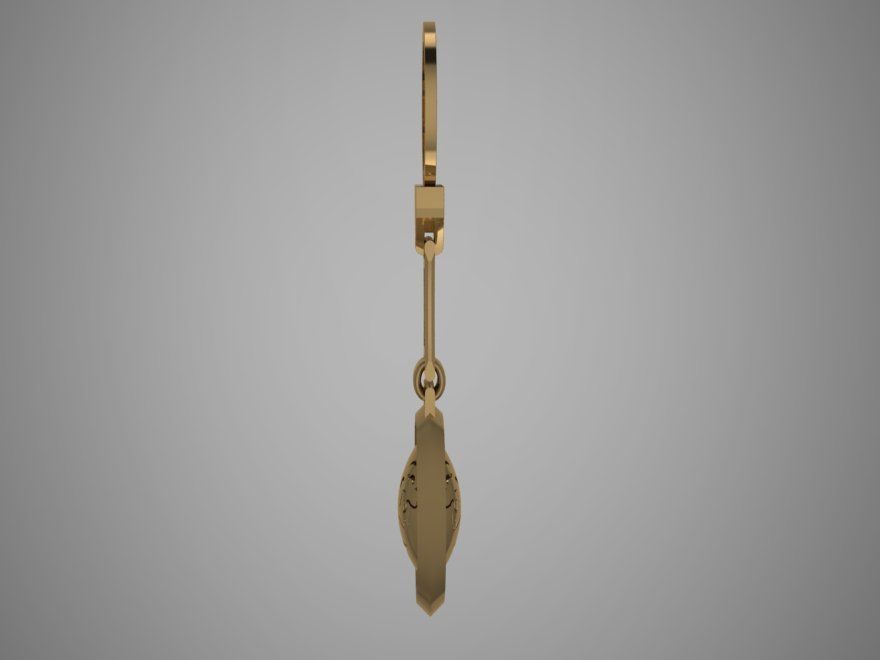 trinket gold key chain with logo 3D print model_2