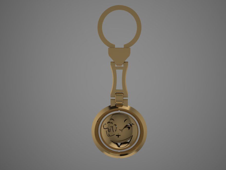 trinket gold key chain with logo 3D print model_3