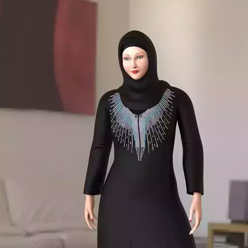 Arab Women Character Rigged Low-poly 3D model