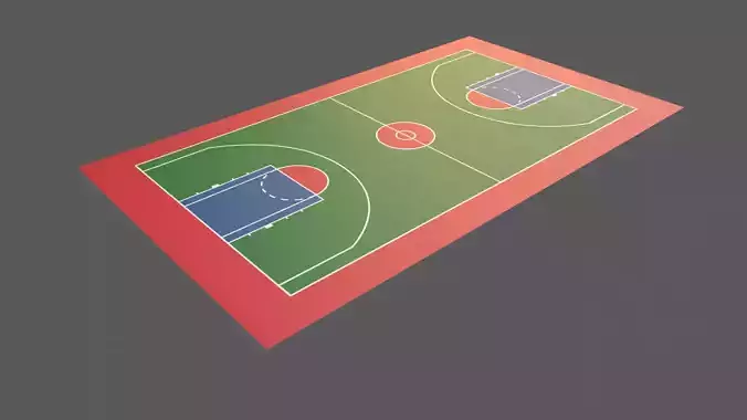 PBR Basketball Court Floor Low-poly 3D model