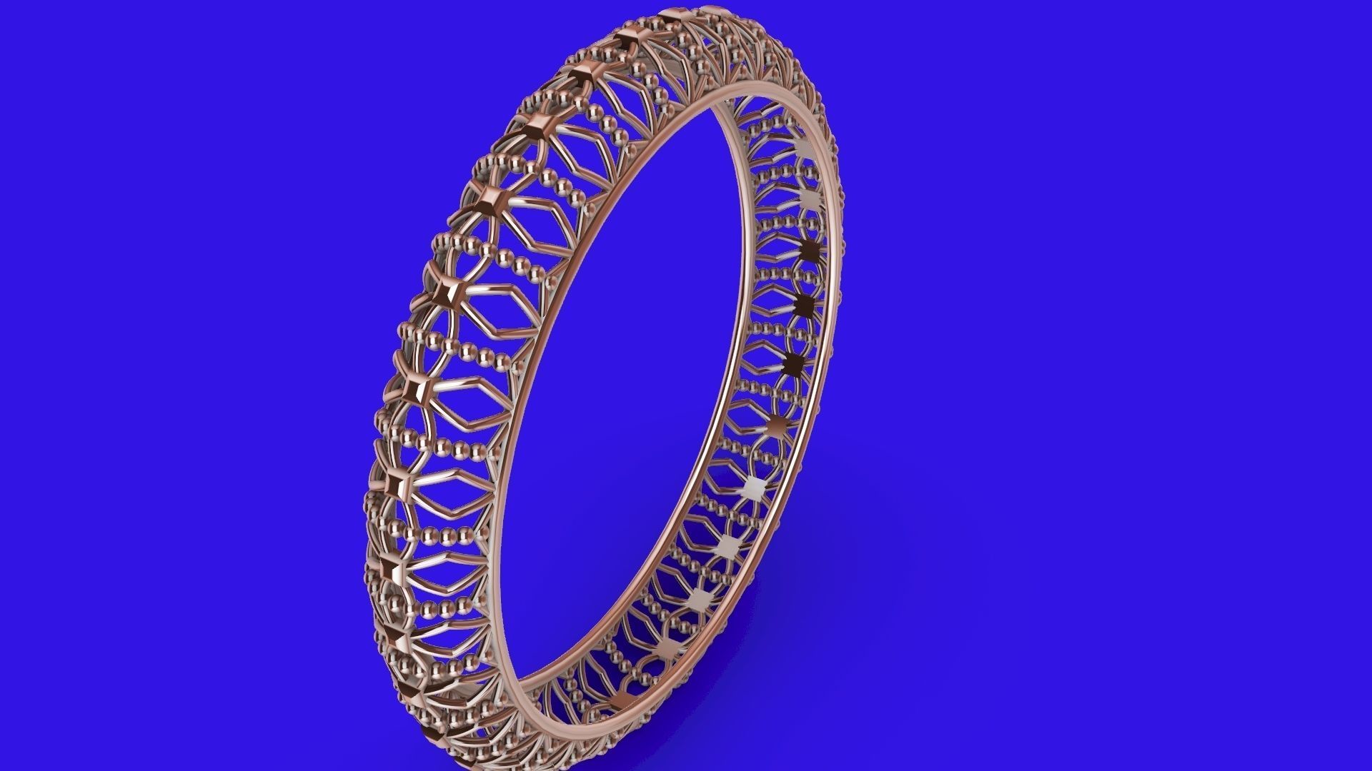 jali milgrain designer bangle stl verified 3D print model_14