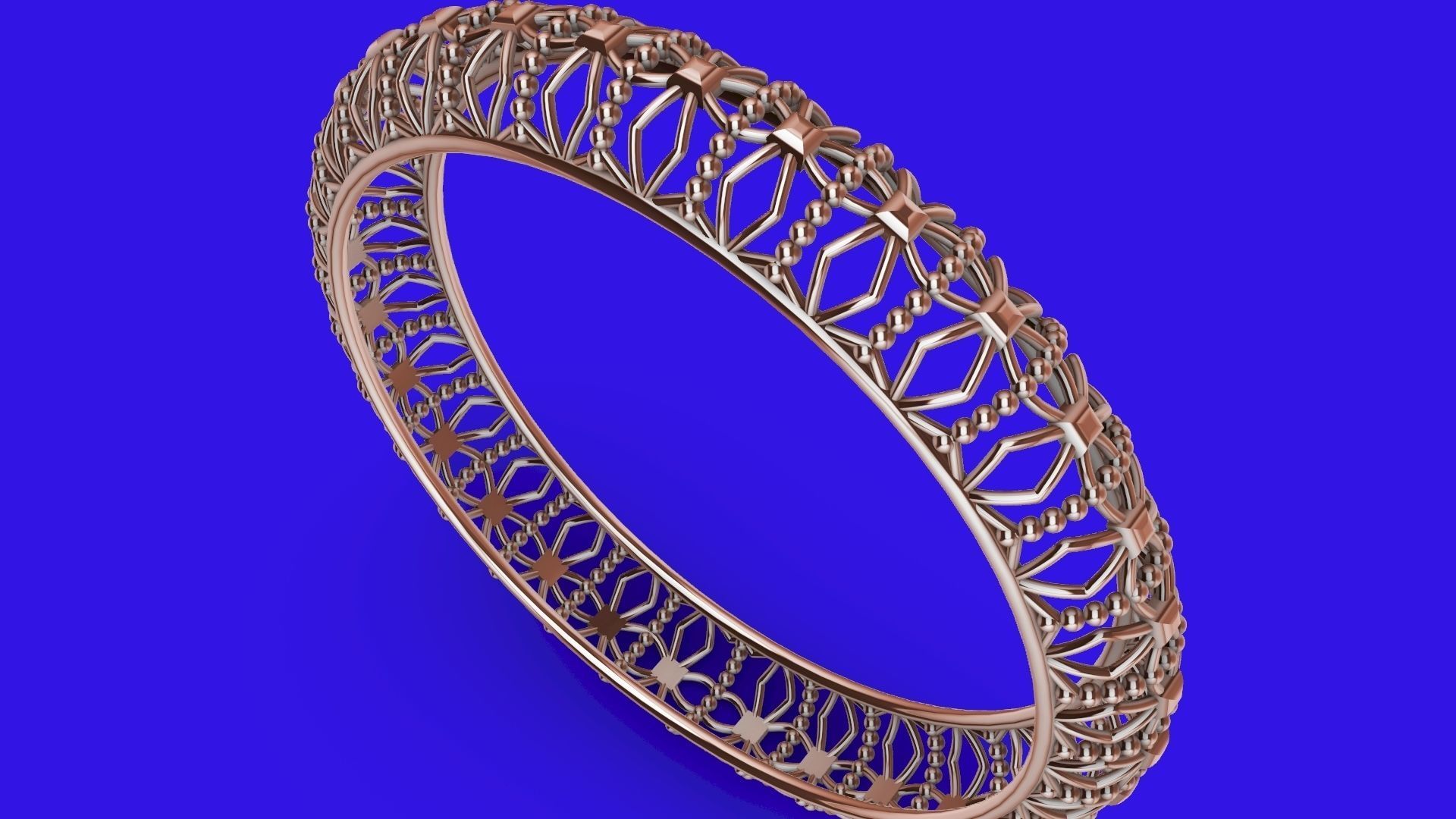 jali milgrain designer bangle stl verified 3D print model_16