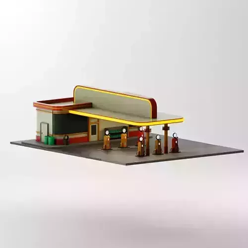 Low-poly Gas Station Low-poly 3D model