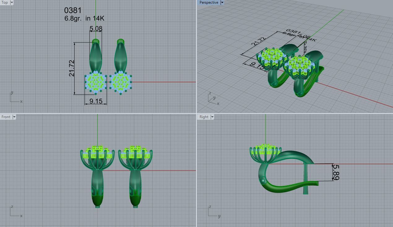 cluster earring 381 3D print model_4