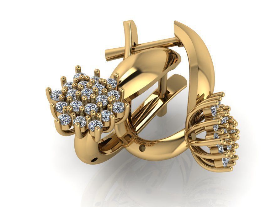 cluster earring 381 3D print model_1