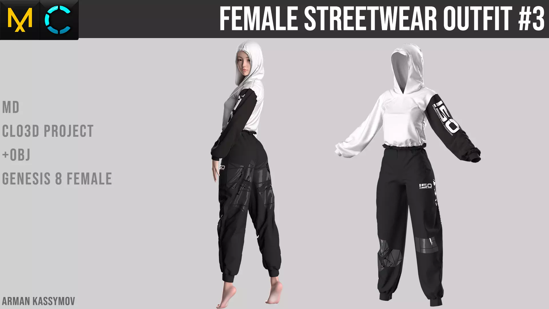 Female Streetwear Outfit Marvelous Designer Project 3D model | CGTrader