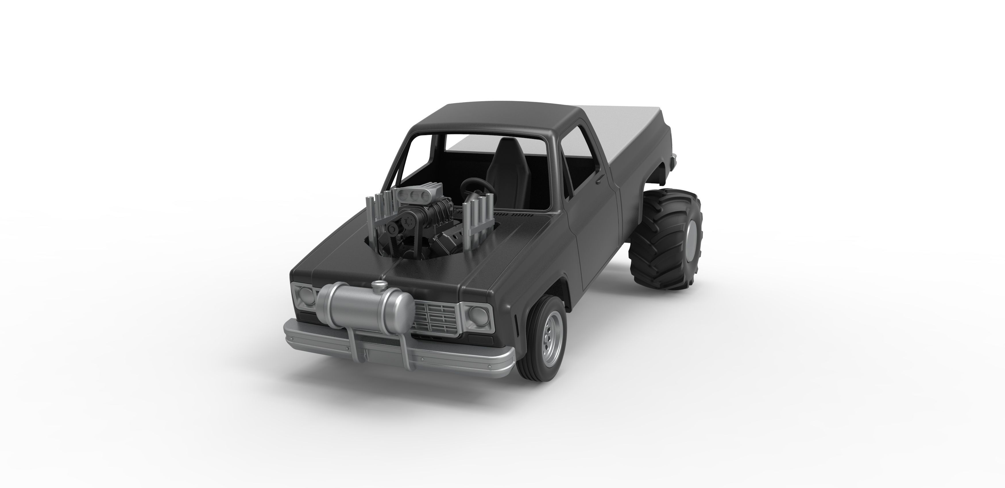 Old school pulling truck 2wd Scale 1 to 25 3D print model_3