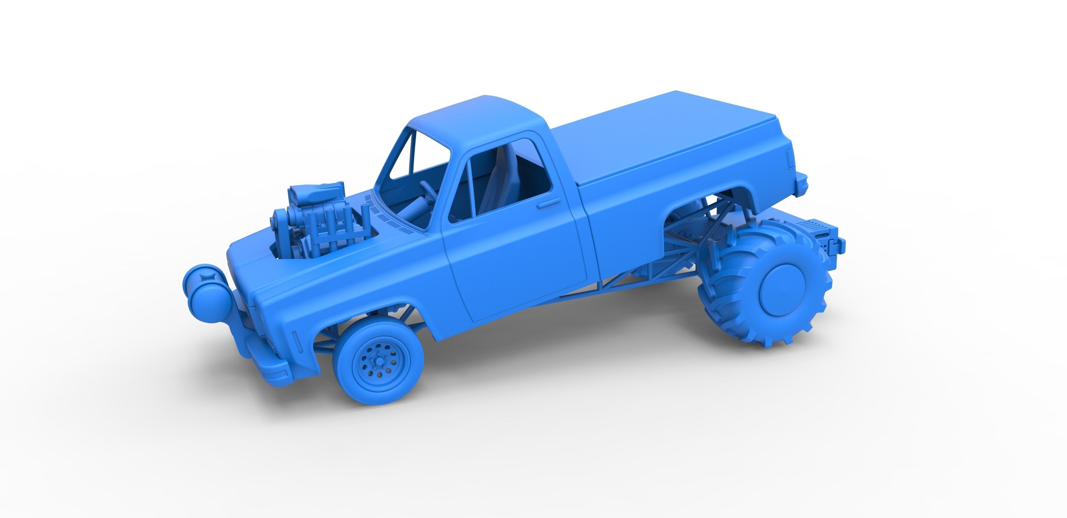Old school pulling truck 2wd Scale 1 to 25 3D print model_14