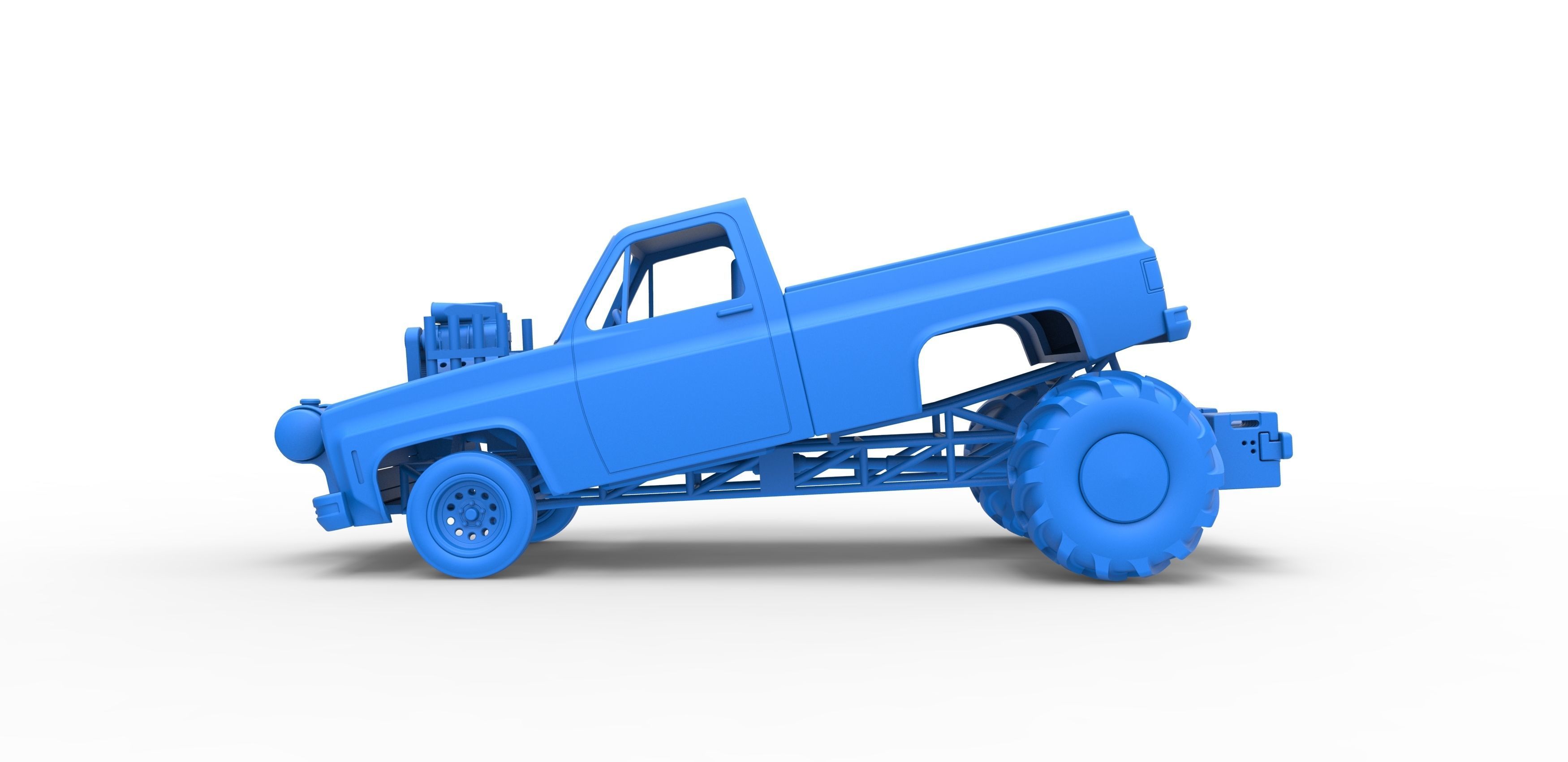 Old school pulling truck 2wd Scale 1 to 25 3D print model_20