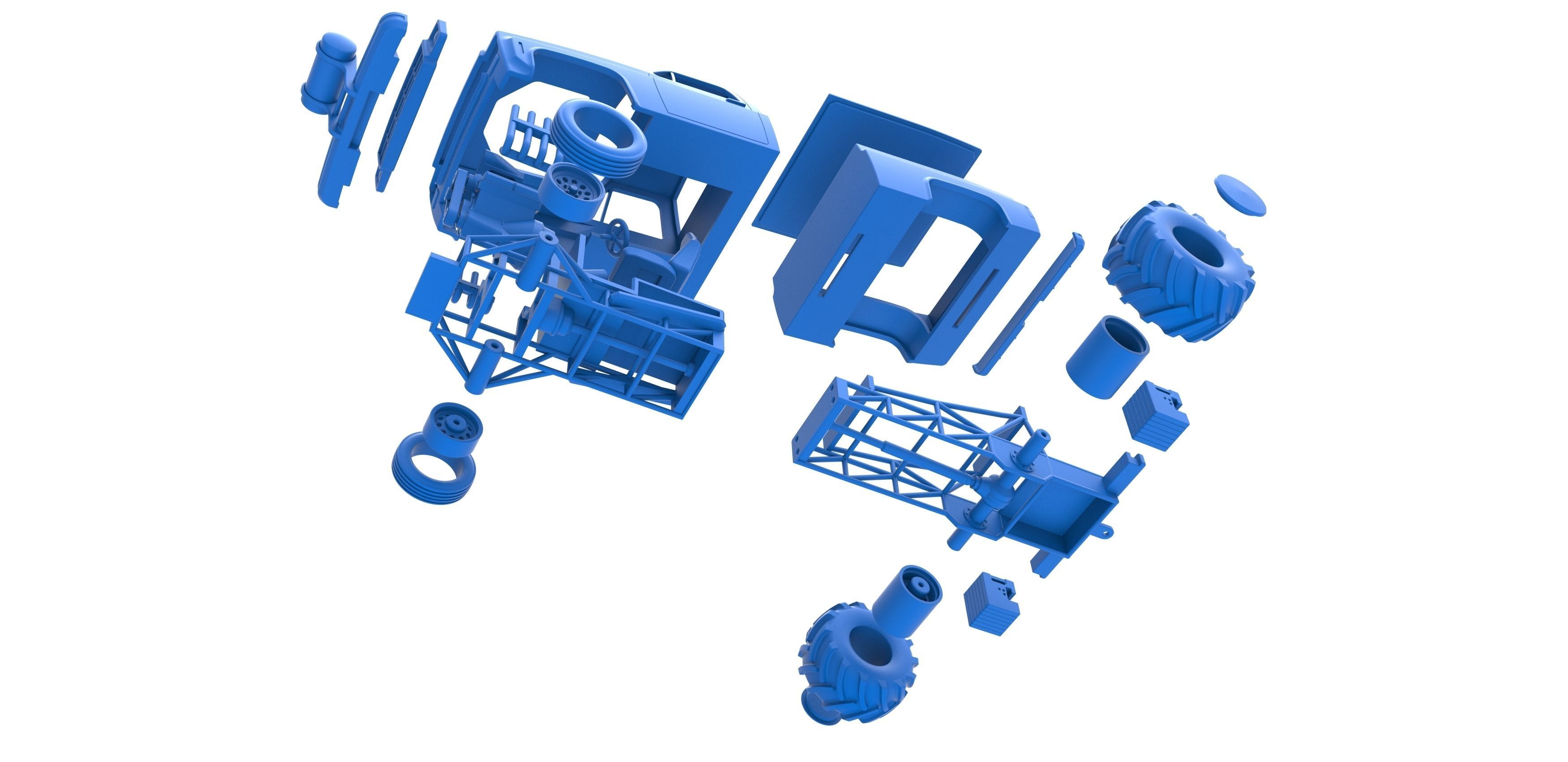 Old school pulling truck 2wd Scale 1 to 25 3D print model_29