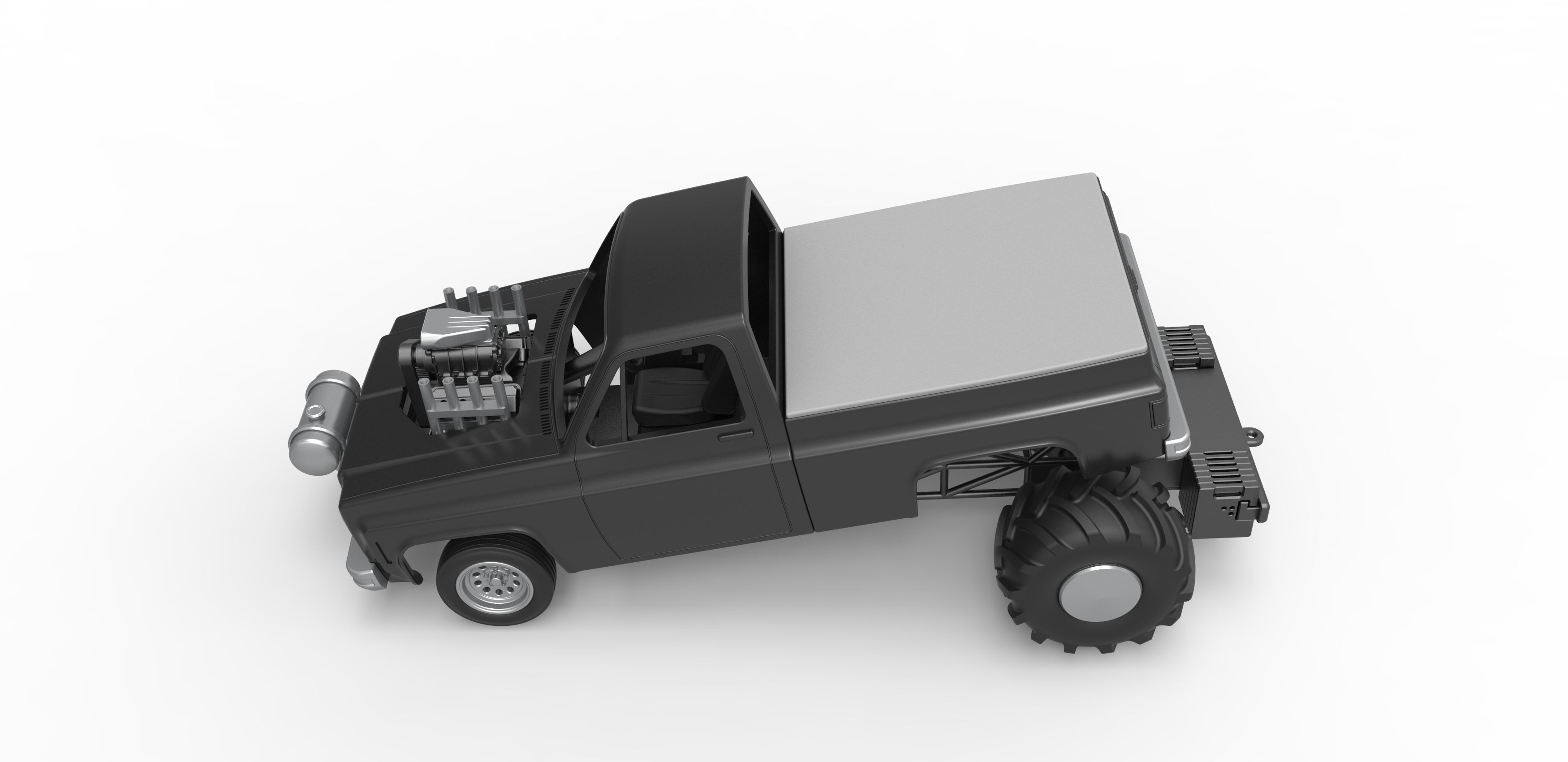 Old school pulling truck 2wd Scale 1 to 25 3D print model_8