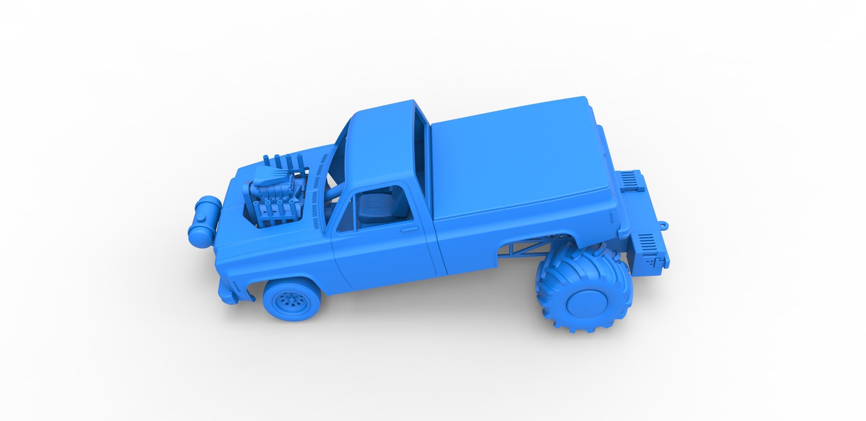 Old school pulling truck 2wd Scale 1 to 25 3D print model_21