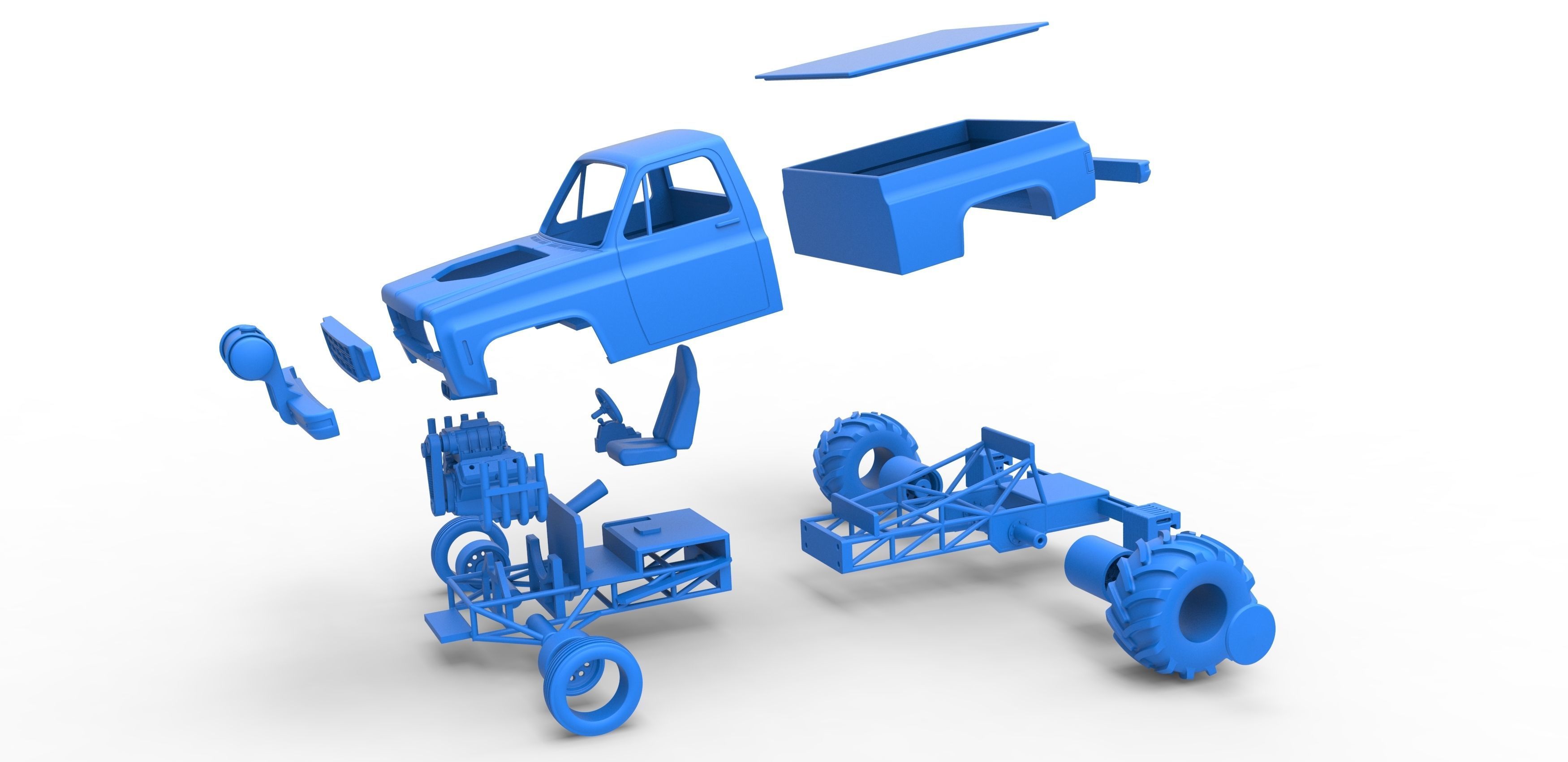 Old school pulling truck 2wd Scale 1 to 25 3D print model_27