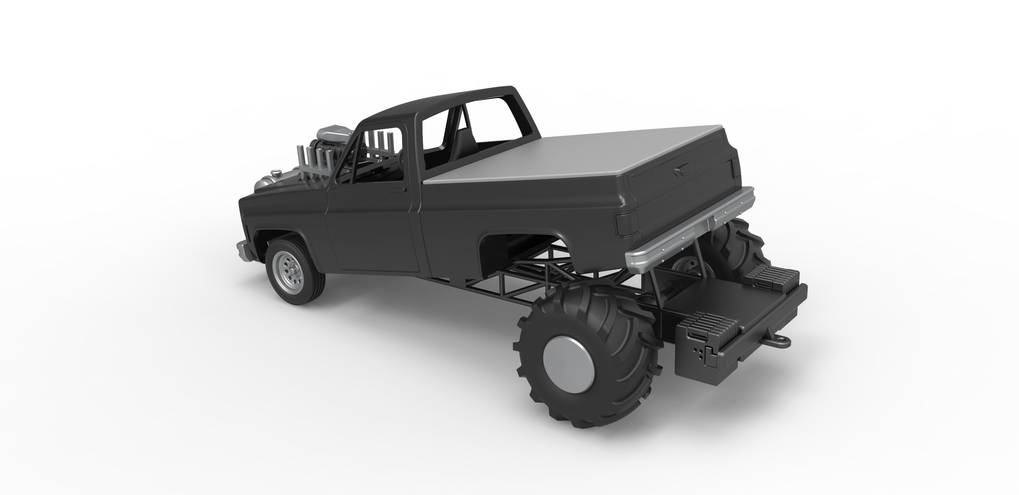 Old school pulling truck 2wd Scale 1 to 25 3D print model_10