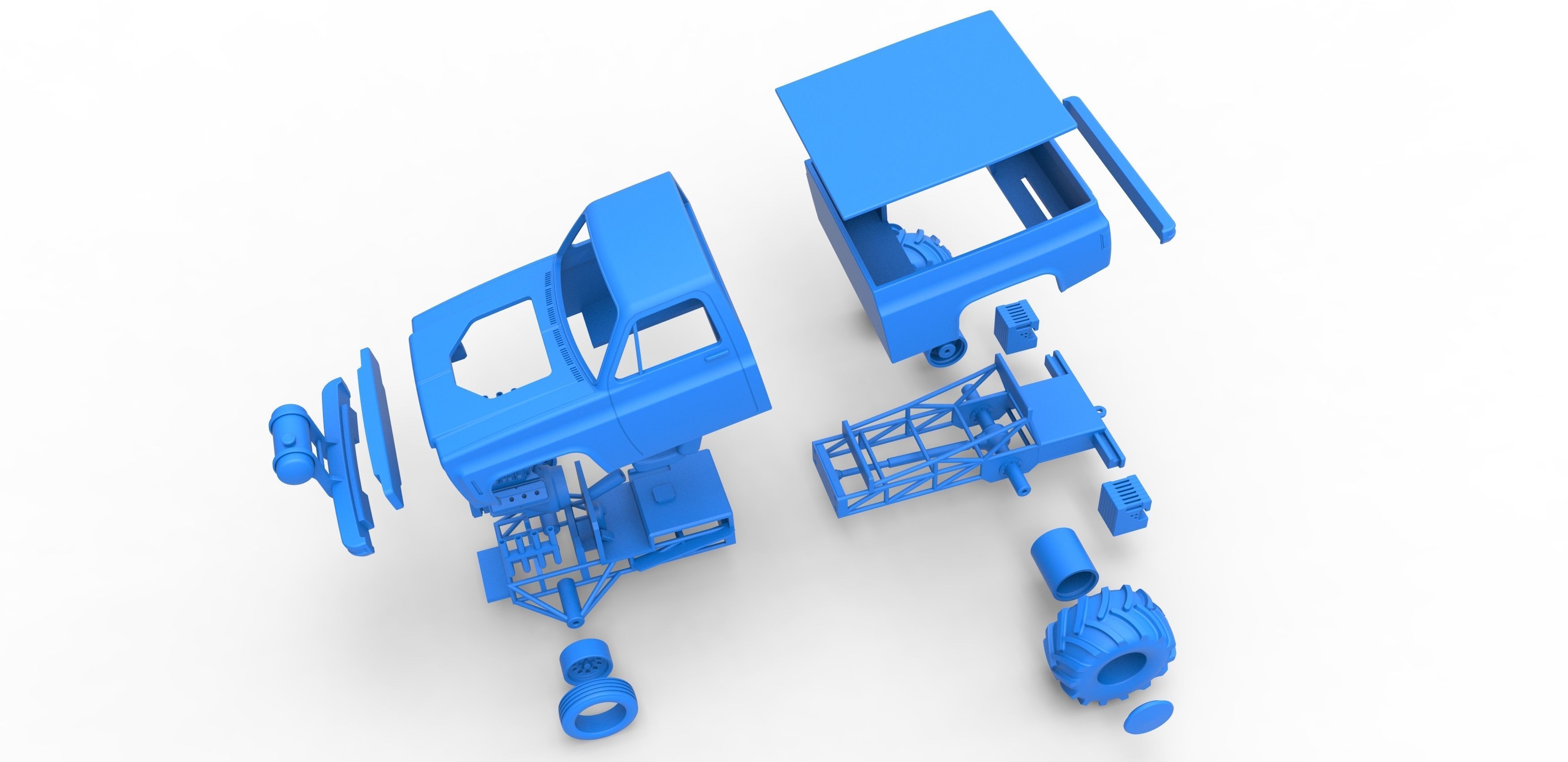 Old school pulling truck 2wd Scale 1 to 25 3D print model_28