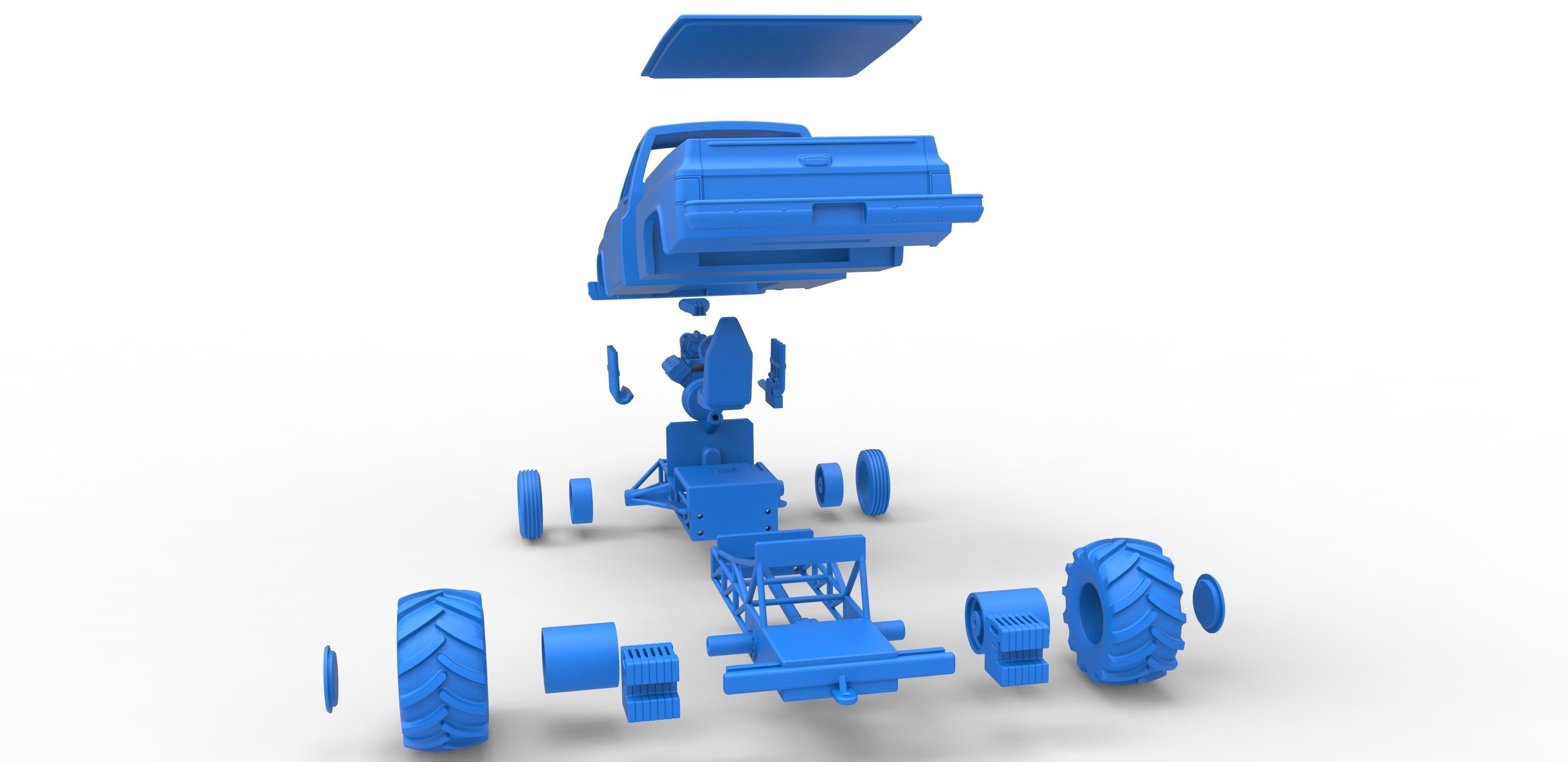 Old school pulling truck 2wd Scale 1 to 25 3D print model_34