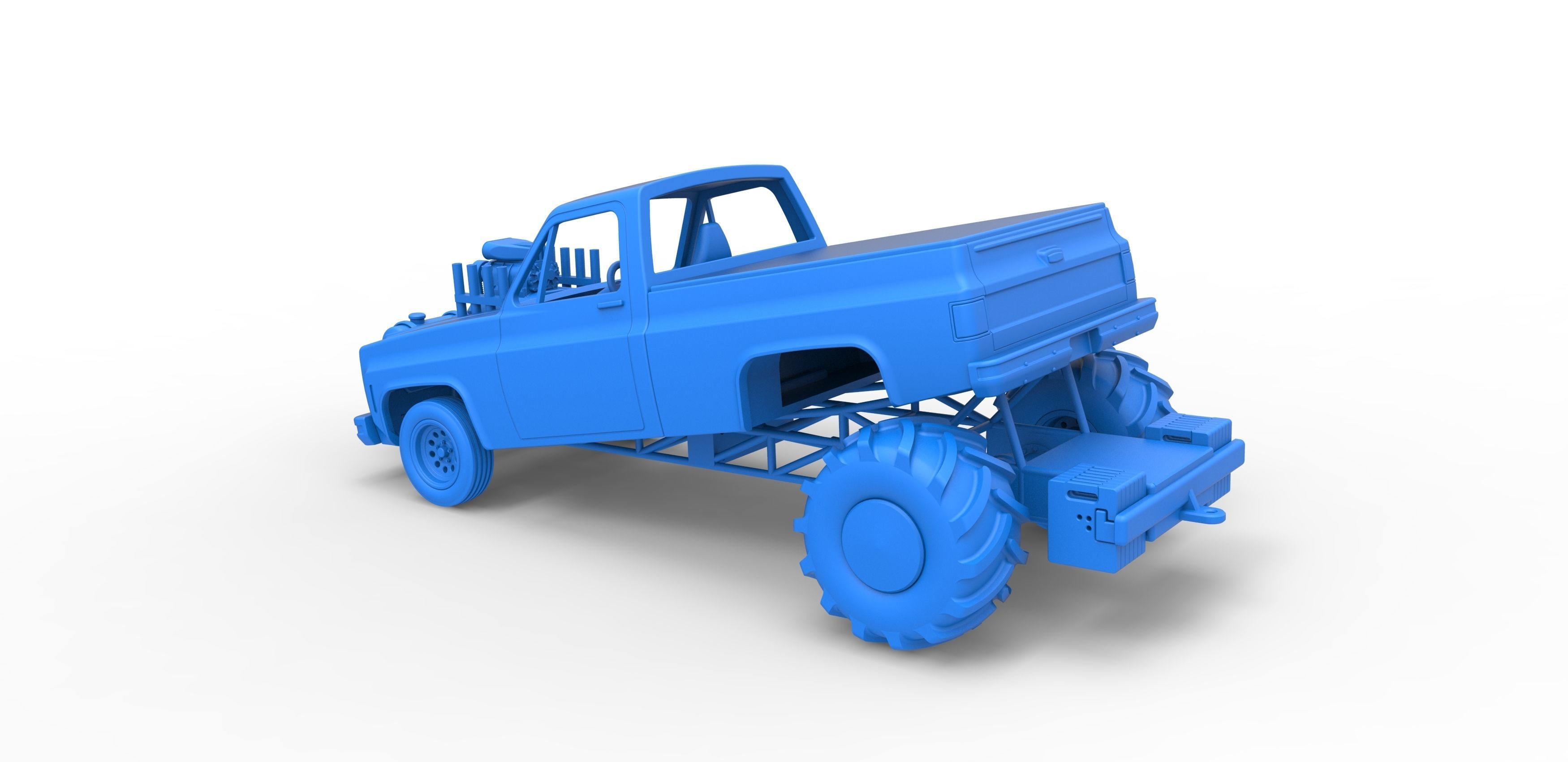 Old school pulling truck 2wd Scale 1 to 25 3D print model_23