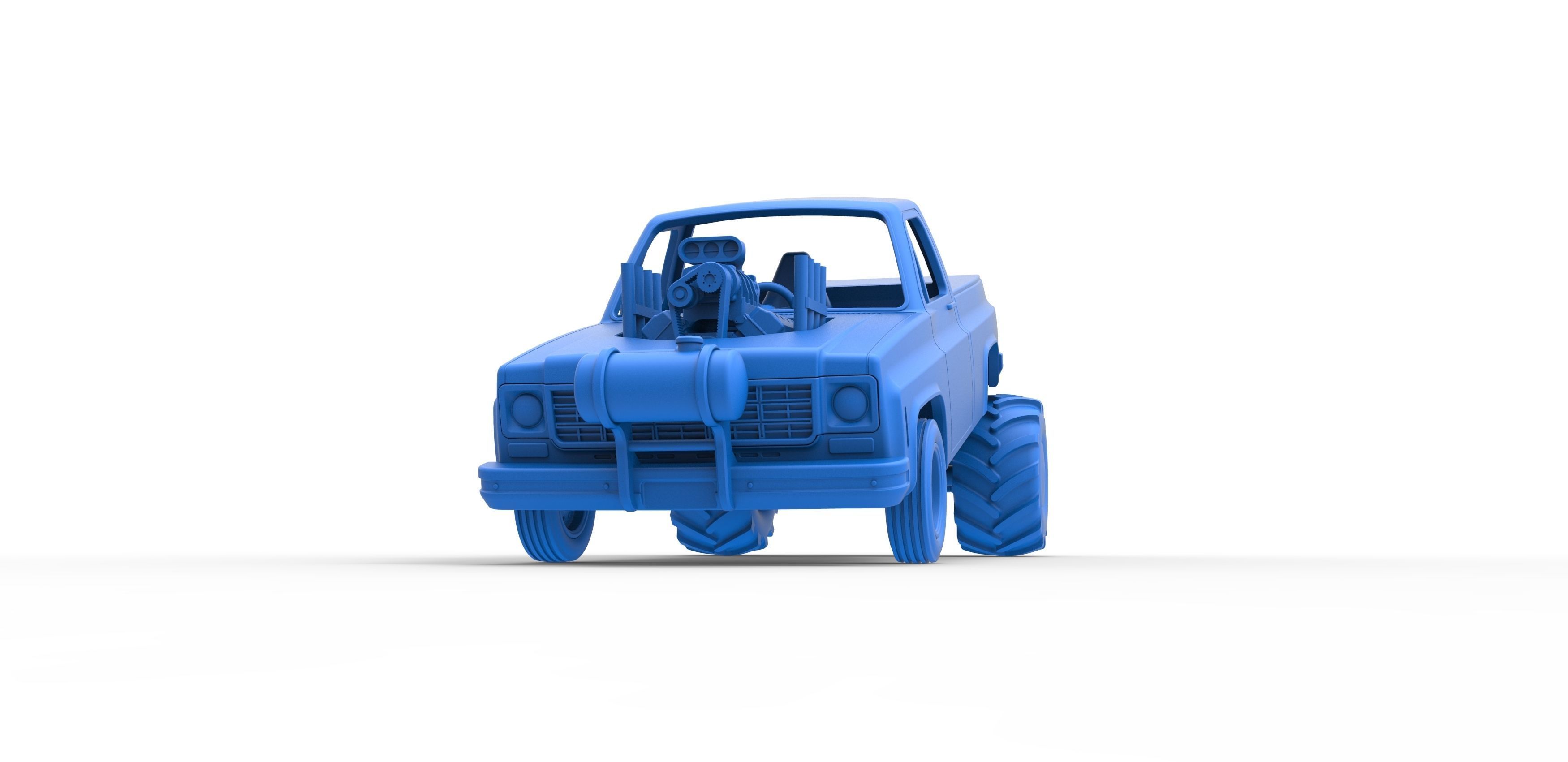 Old school pulling truck 2wd Scale 1 to 25 3D print model_17