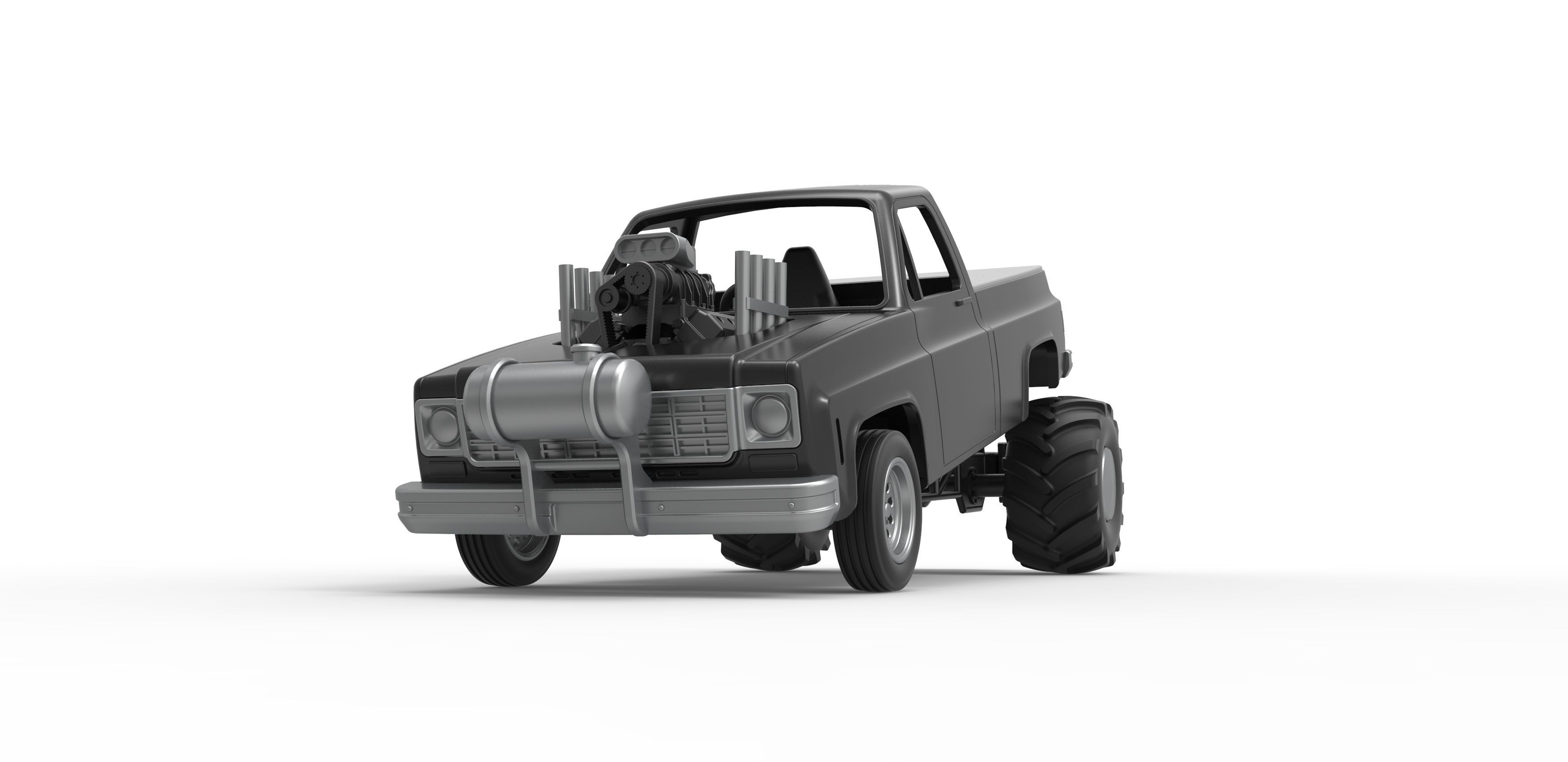 Old school pulling truck 2wd Scale 1 to 25 3D print model_4