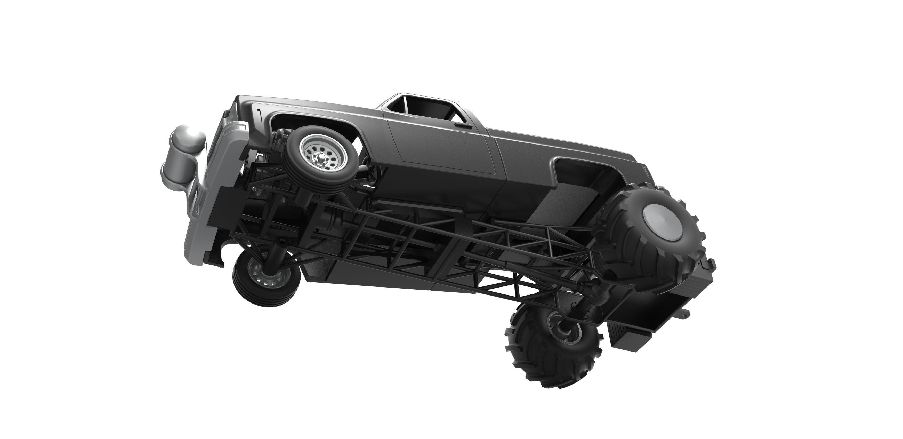 Old school pulling truck 2wd Scale 1 to 25 3D print model_2