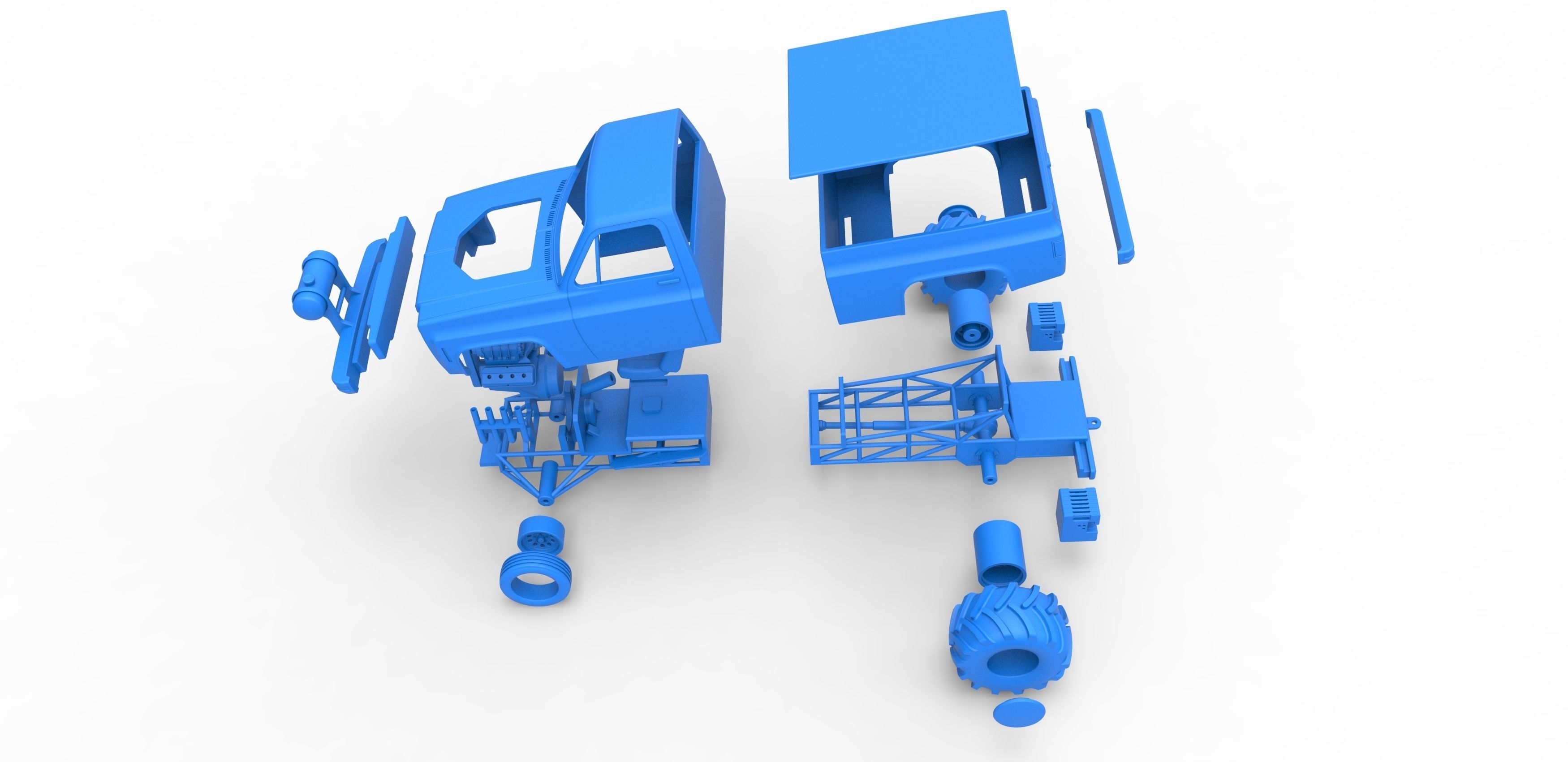 Old school pulling truck 2wd Scale 1 to 25 3D print model_32