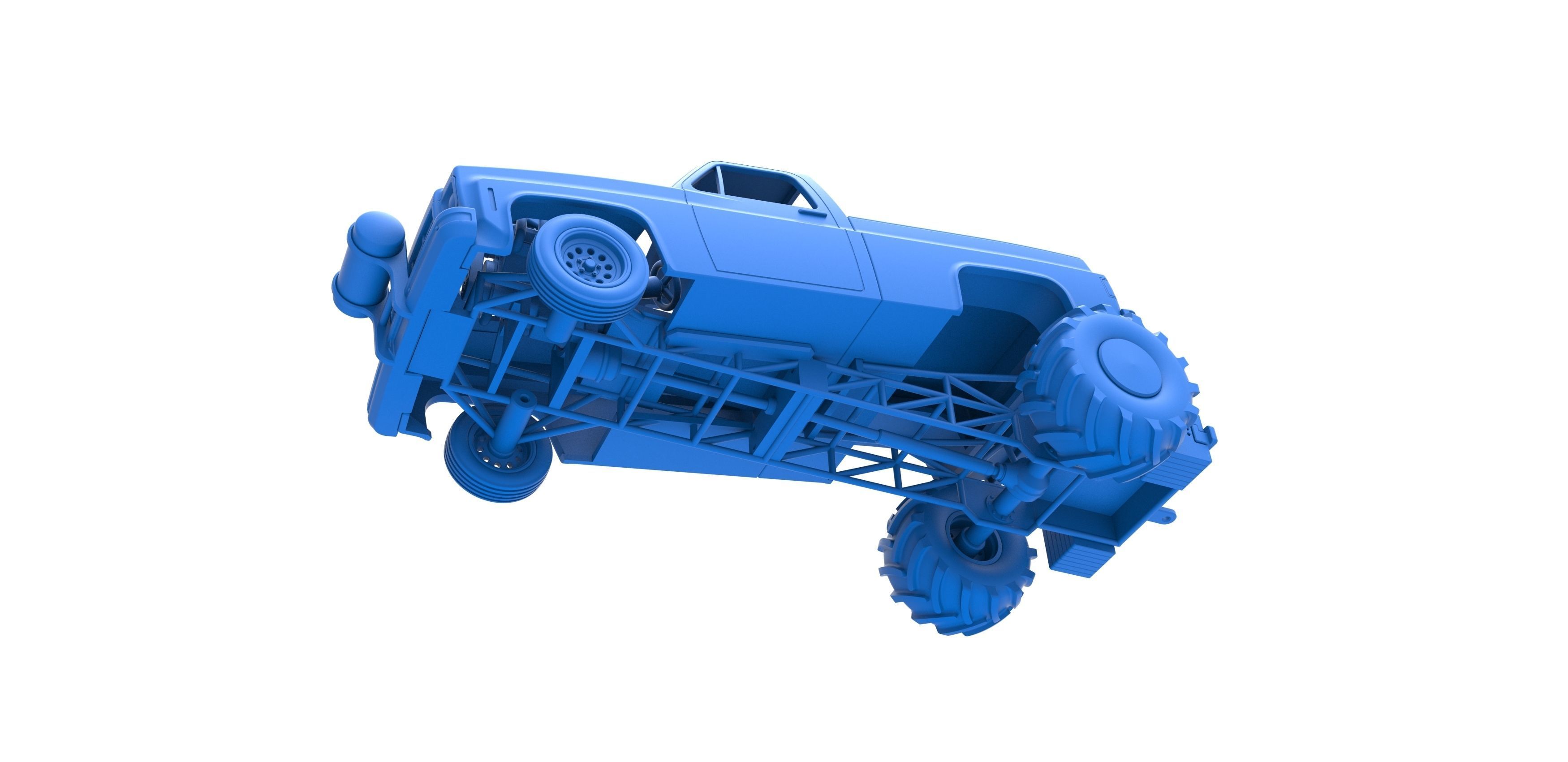 Old school pulling truck 2wd Scale 1 to 25 3D print model_15