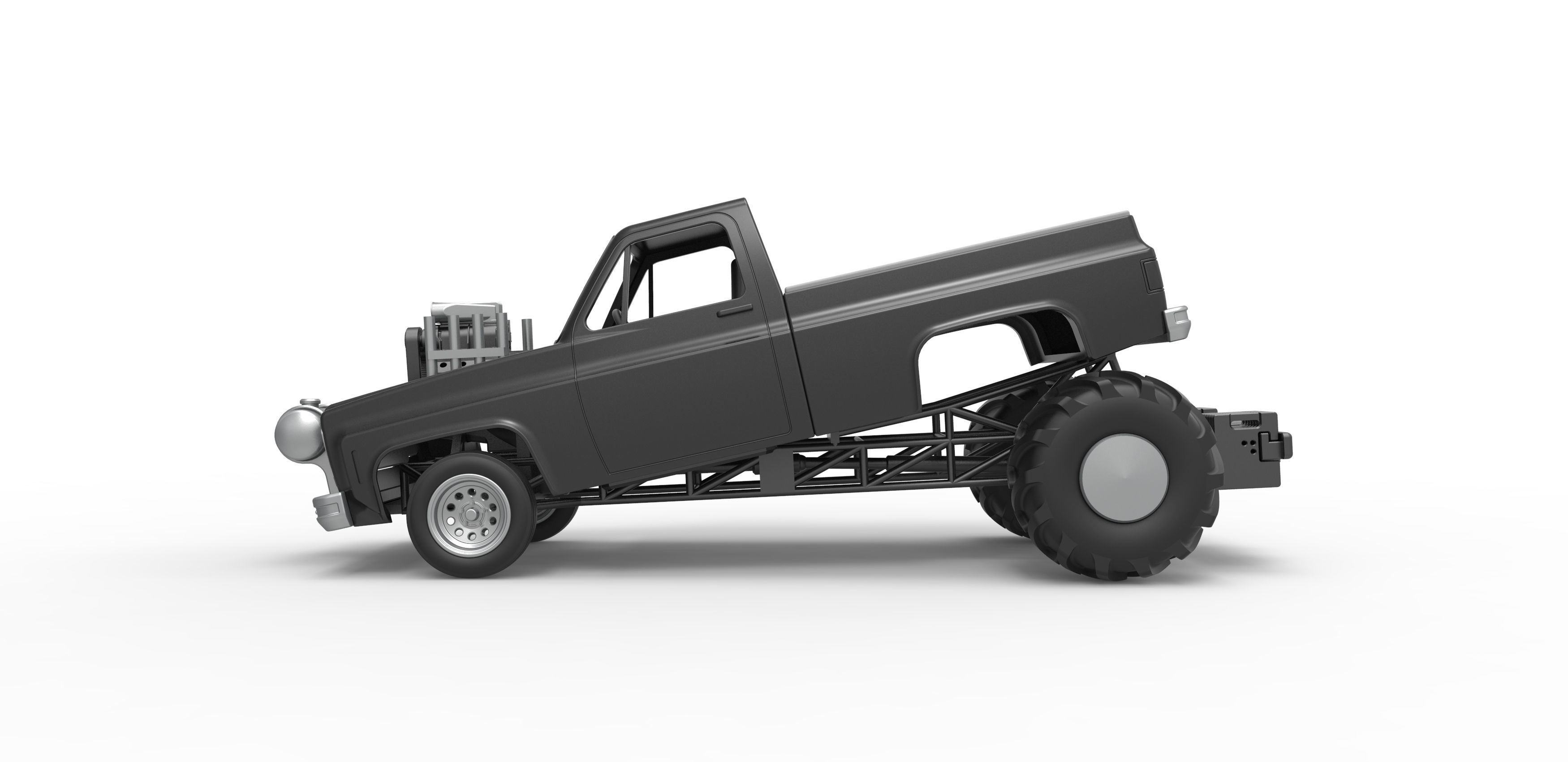 Old school pulling truck 2wd Scale 1 to 25 3D print model_7