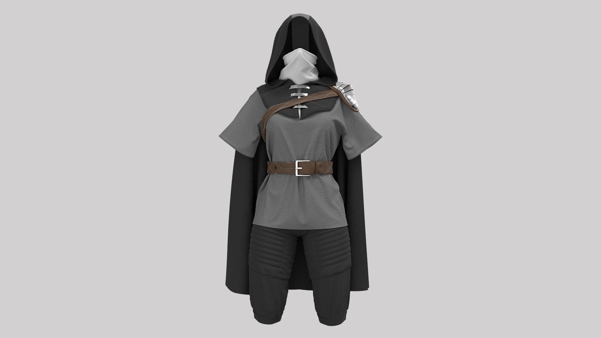 Female Assasin Outfit Marvelous Designer Project 3D model_2