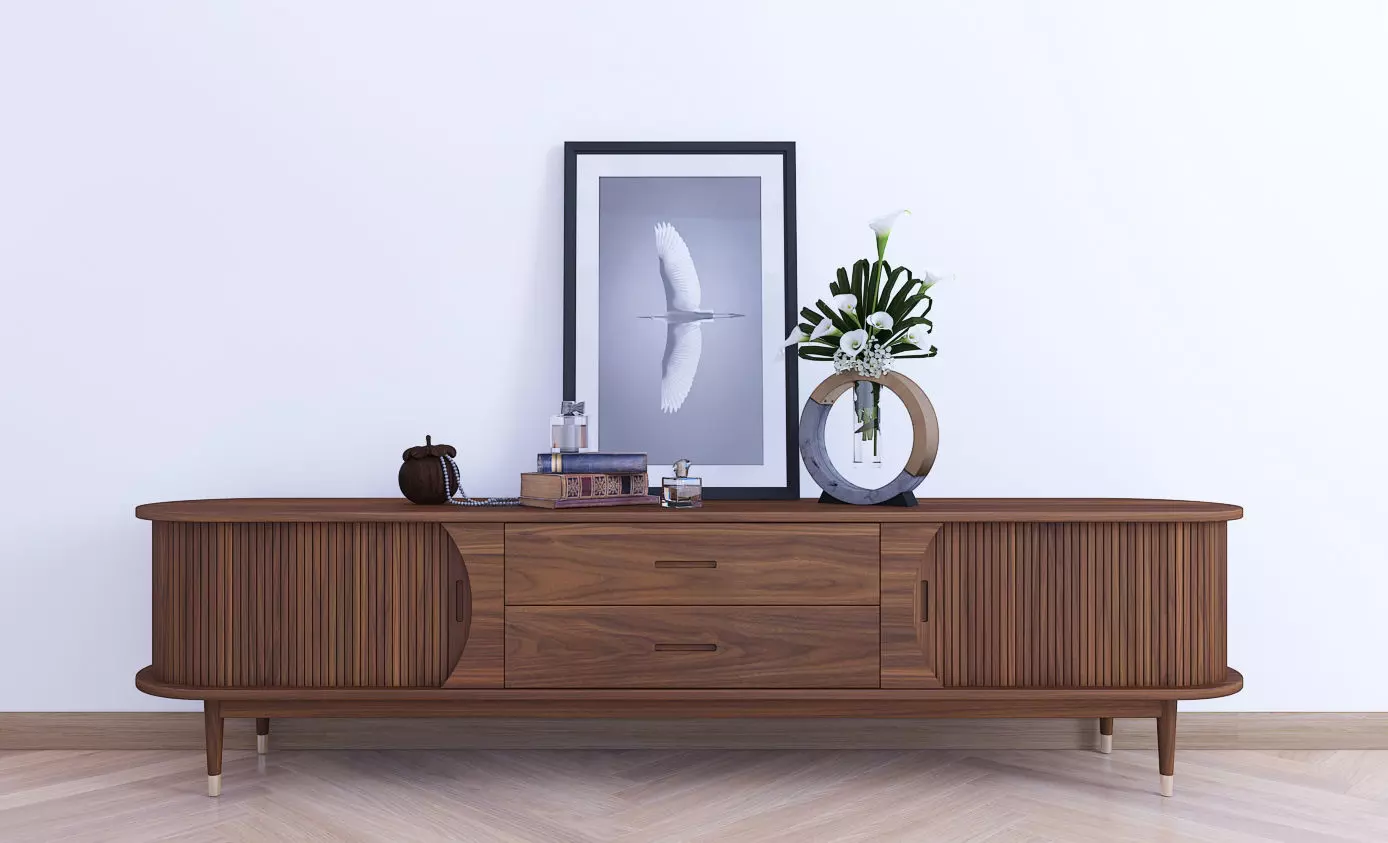 TV shelf Low-poly 3D model_0