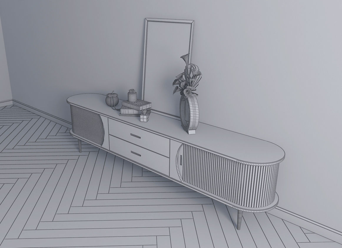 TV shelf Low-poly 3D model_5