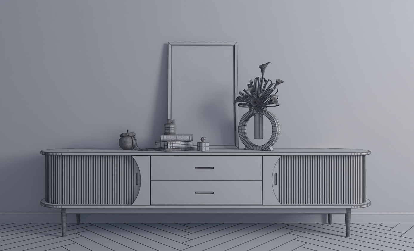 TV shelf Low-poly 3D model_3