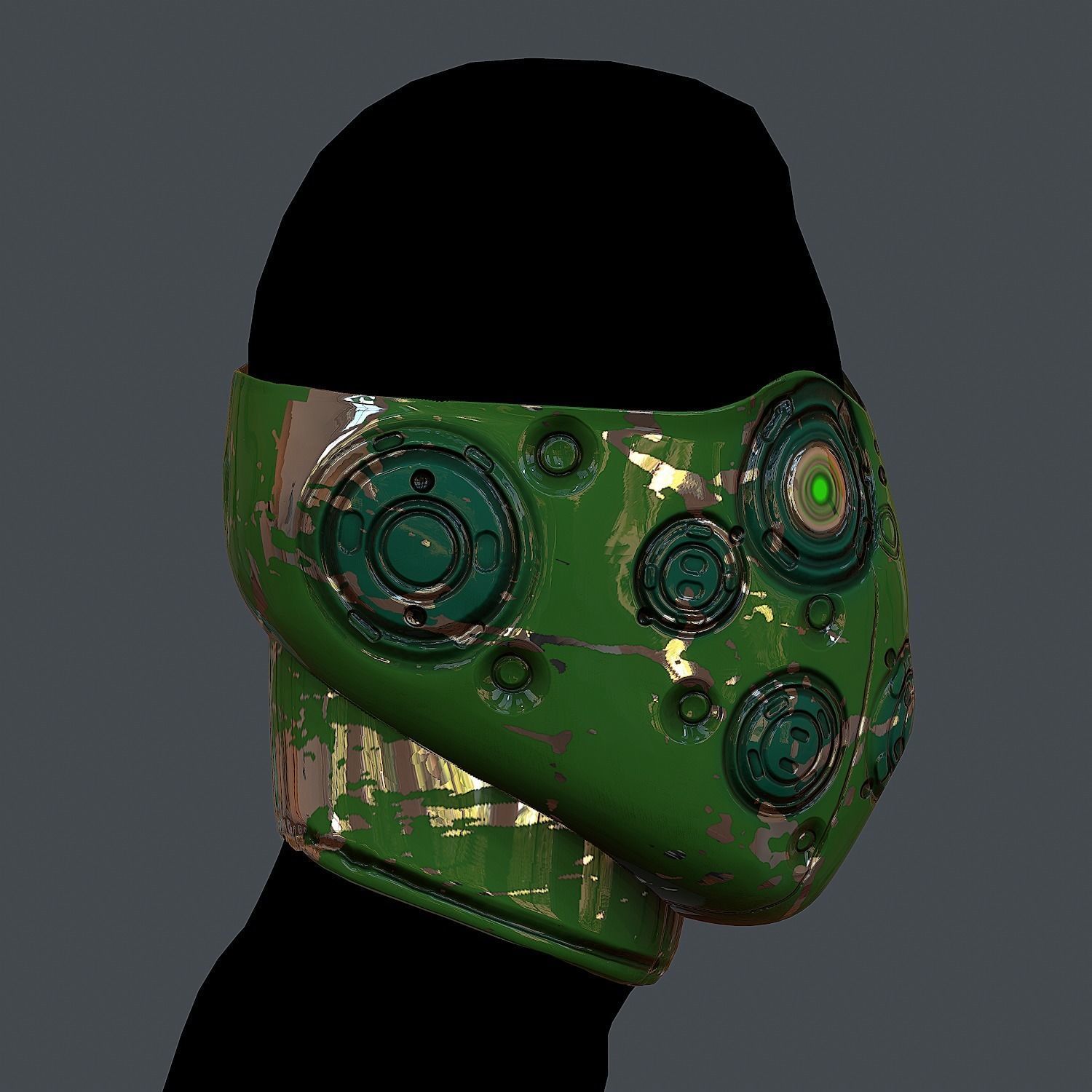 Gas mask helmet 3d model scifi Low-poly Low-poly 3D model_3